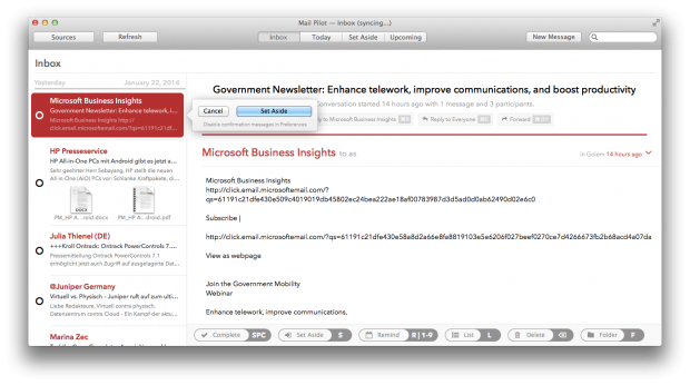 Stattdessen werden E-Mails wie To-do-Listen-Einträge wegsortiert. (Screenshot: Golem.de)
